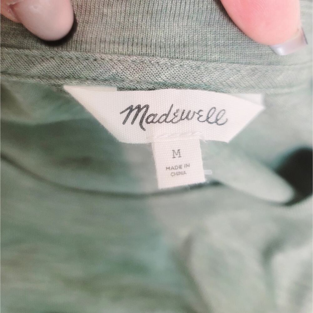 MADEWELL Pine Heather Green Muscle Midi Dress Side Slit Soft Stretch Jersey Sz M - Picture 12 of 16